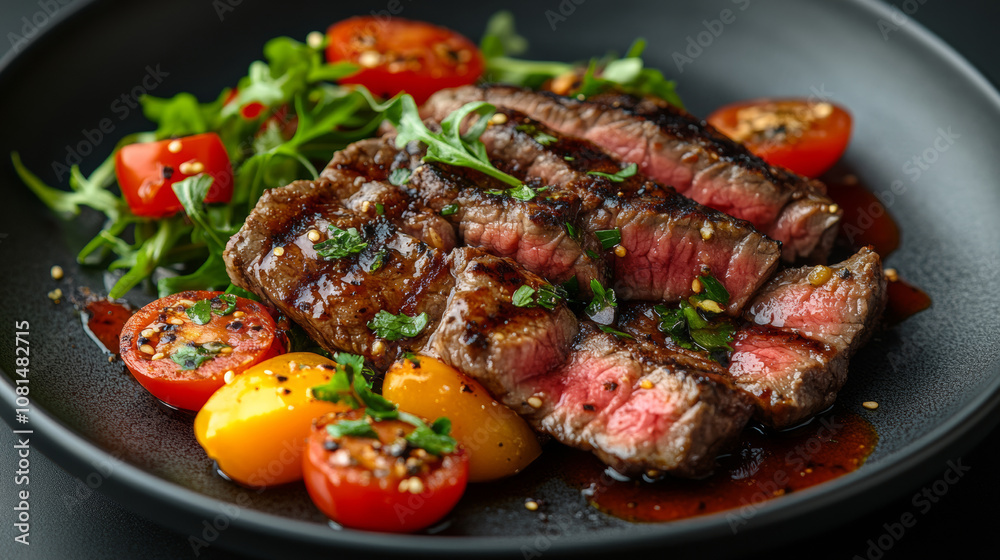 Delicious grilled beef medium rare ribeye steak plate food photography tasty meal gourmet fashion background with copy space. for cuisine dishes restaurant recipe advertising Delicious grilled beef medium rare ribeye steak plate food photography tasty meal gourmet fashion background with copy space. for cuisine dishes restaurant recipe advertising