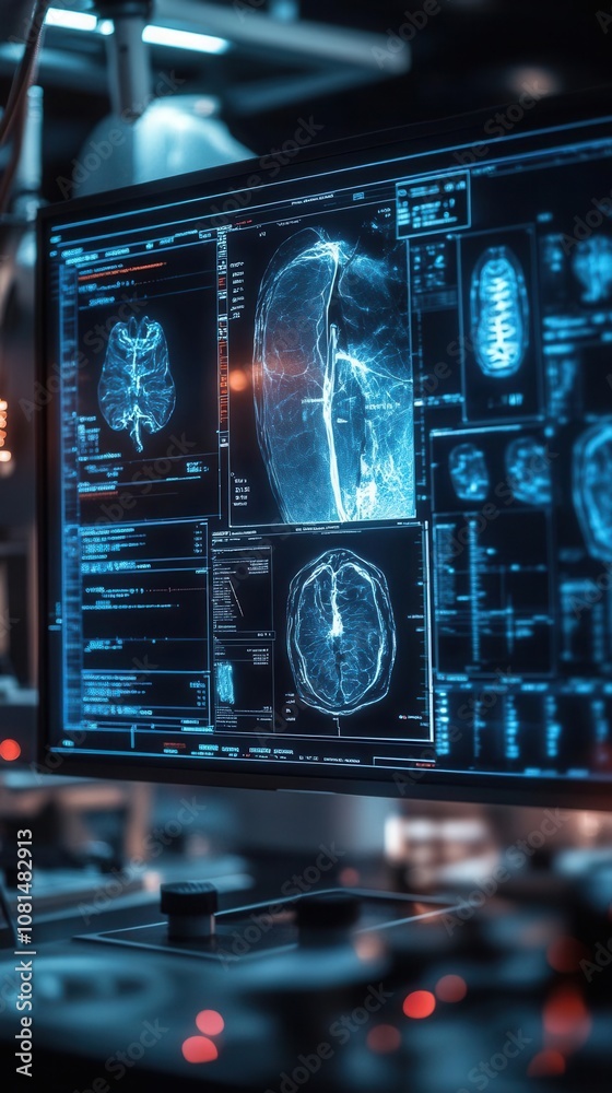 Analyzing brain imaging data medical lab digital visualizations high-tech environment close-up view neuroscience research insights Analyzing brain imaging data medical lab digital visualizations high-tech environment close-up view neuroscience research insights