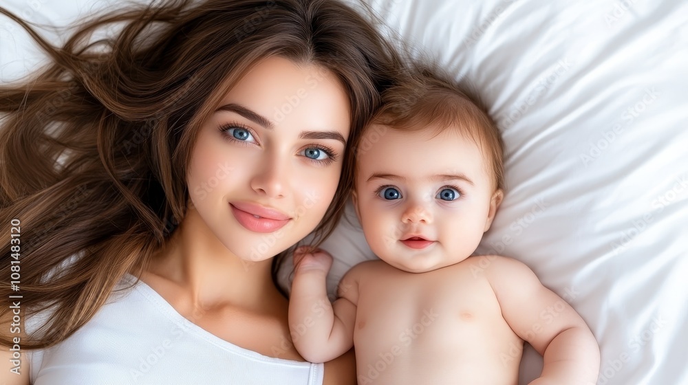 Happy Mother and Baby Girl Close Up Portrait Family Love Care Happy Mother and Baby Girl Close Up Portrait Family Love Care