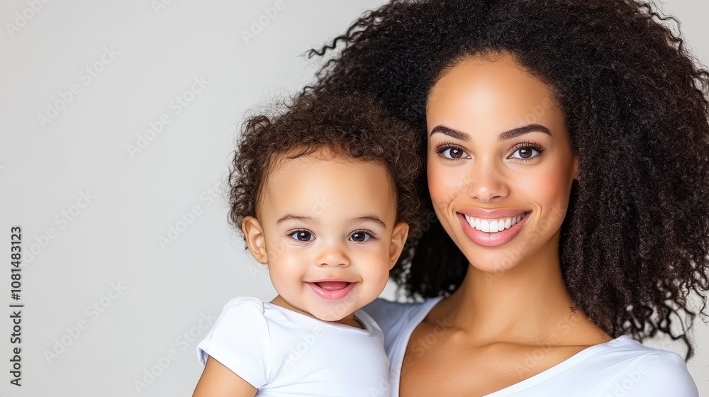 Happy African American Mother and Baby Daughter Portrait Happy African American Mother and Baby Daughter Portrait