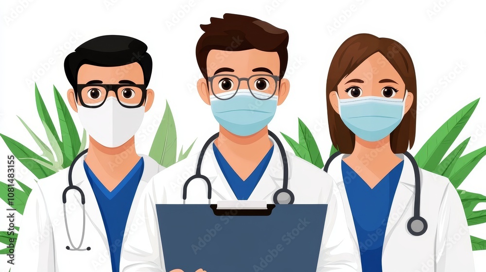 Diverse Doctors Team Healthcare Professionals Medical Masks Diverse Doctors Team Healthcare Professionals Medical Masks