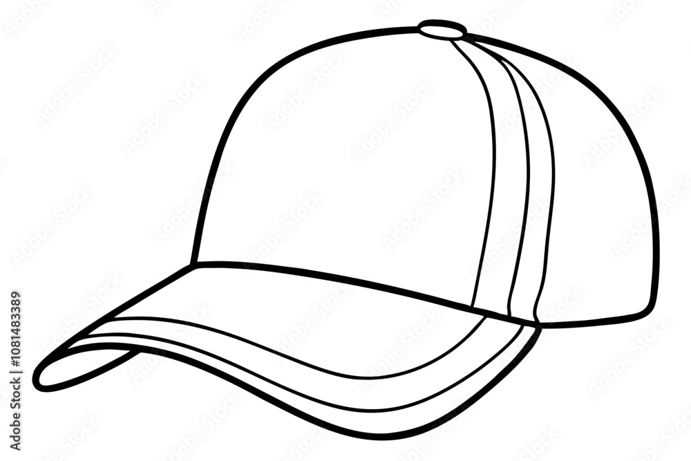 Trucker hat line art vector, Trucker cap outline illustration Trucker hat line art vector, Trucker cap outline illustration