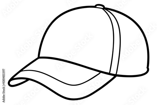 Trucker hat line art vector, Trucker cap outline illustration