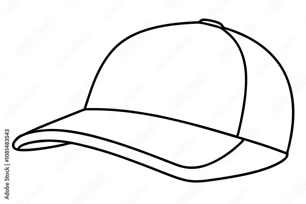 Trucker hat line art vector, Trucker cap outline illustration Trucker hat line art vector, Trucker cap outline illustration