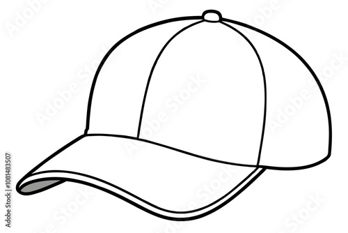 Trucker hat line art vector, Trucker cap outline illustration