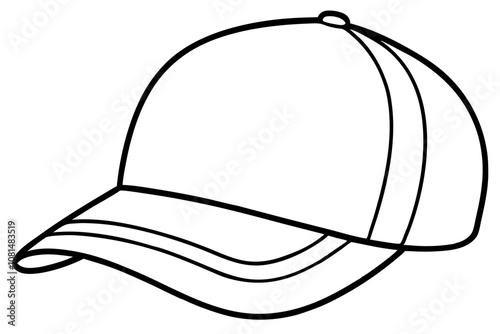 Trucker hat line art vector, Trucker cap outline illustration