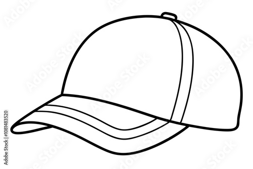 Trucker hat line art vector, Trucker cap outline illustration