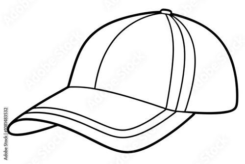 Trucker hat line art vector, Trucker cap outline illustration