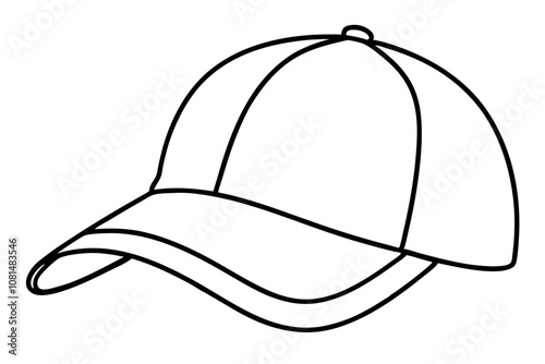 Trucker hat line art vector, Trucker cap outline illustration