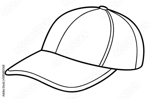 Trucker hat line art vector, Trucker cap outline illustration