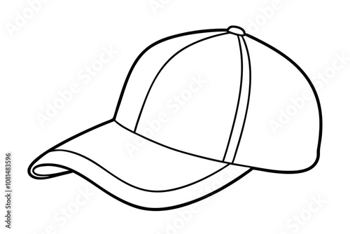Trucker hat line art vector, Trucker cap outline illustration