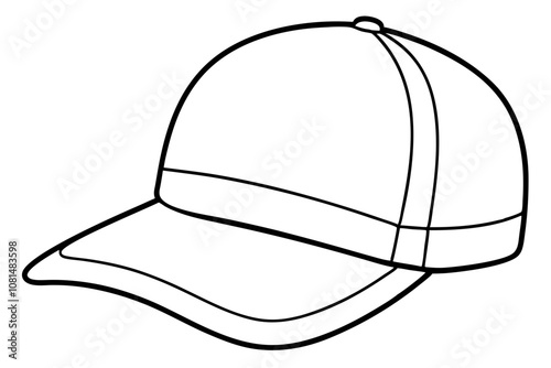 Trucker hat line art vector, Trucker cap outline illustration
