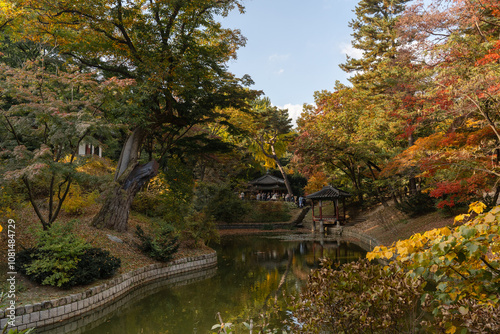 The beautiful scenery of Changdeokgung Palace in Seoul in autumn