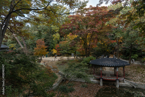 The beautiful scenery of Changdeokgung Palace in Seoul in autumn