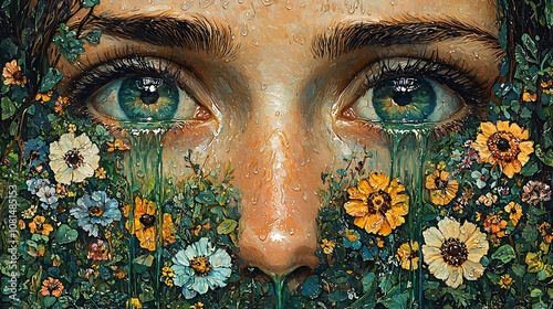 Woman s Eyes Crying Tears of Flowers