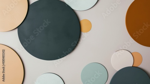 Wallpaper Mural A minimalist arrangement of overlapping circles in various shades forming a unified pattern on a plain background, Reflecting harmony and diversity, photography style Torontodigital.ca