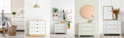 Collage of stylish chest of...