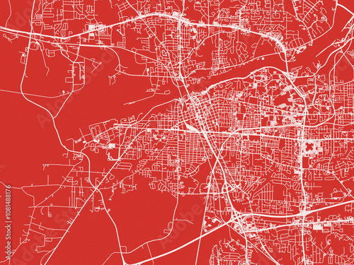 Christmas Map of Tuscaloosa Alabama, USA in Snowy White on Festive Red Background. photo