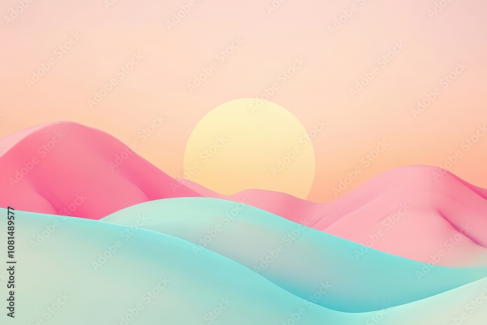 Abstract pastel sunset landscape with hills. Abstract pastel sunset landscape with hills.