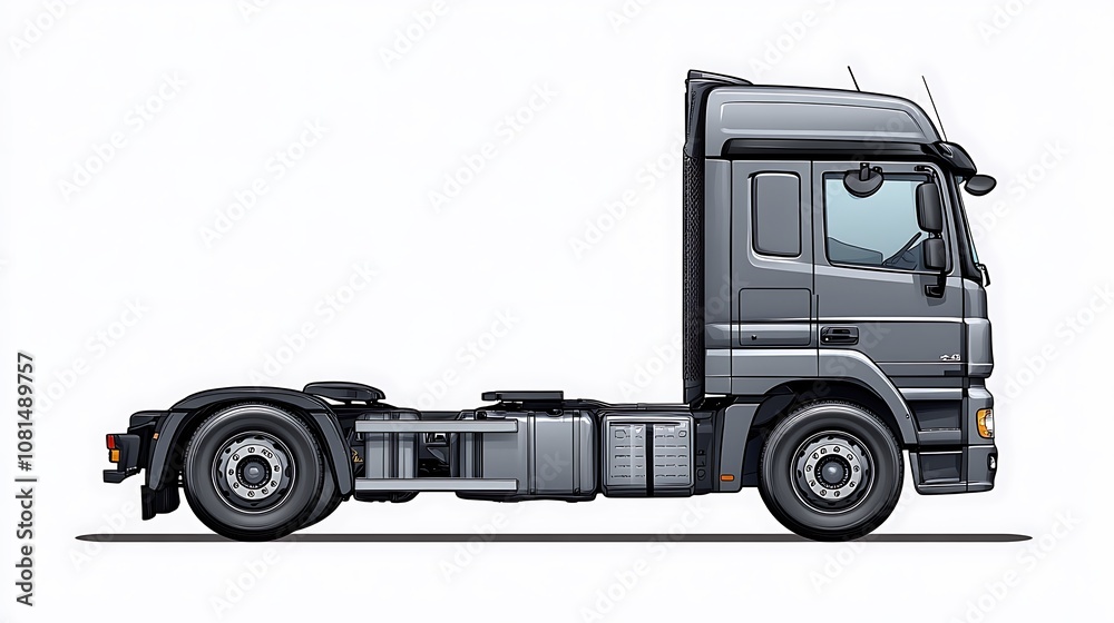 Truck side view industrial transport illustration minimalist style Truck side view industrial transport illustration minimalist style
