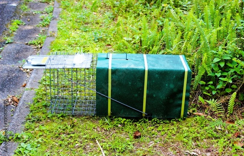 An animal trap cage in a countryside