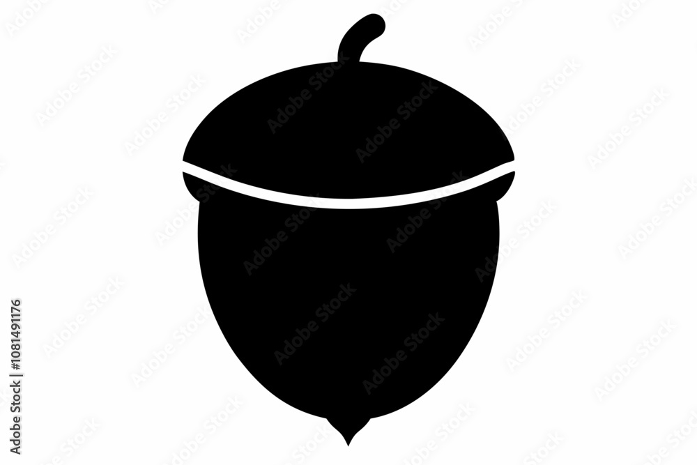 Fototapeta premium acorn silhouette vector, acorn vector icon, hazel nut black icon vector 