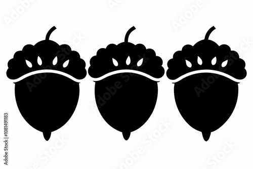 acorn silhouette vector, acorn vector icon, hazel nut black icon vector 