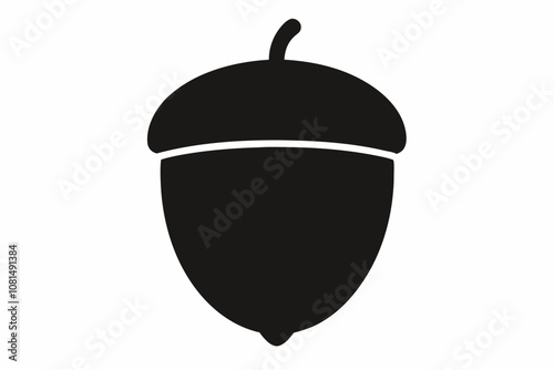 acorn silhouette vector, acorn vector icon, hazel nut black icon vector 