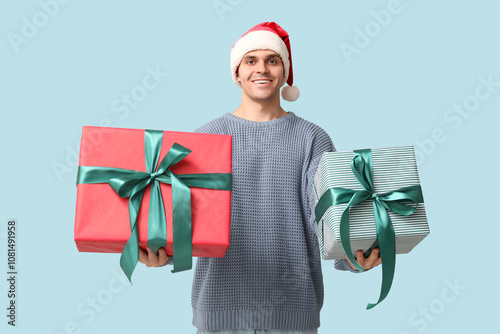Handsome young man in Santa...