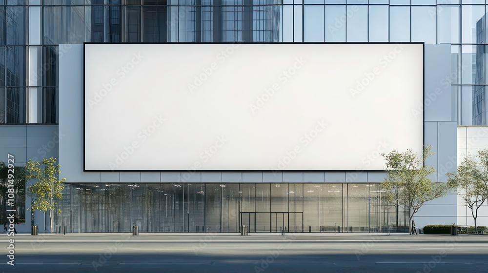 Large billboard advertisement mockup on modern building exterior - Large billboard advertisement mockup on modern building exterior -