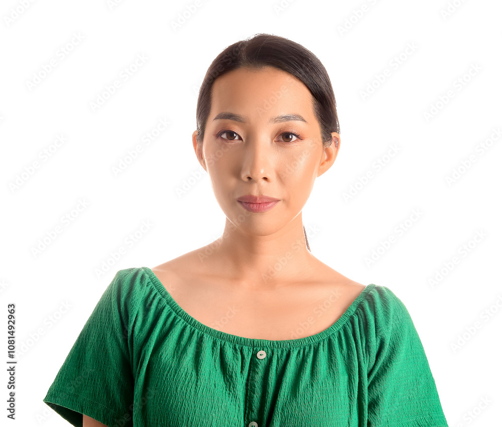 Portrait of pretty young Asian woman on white background Portrait of pretty young Asian woman on white background