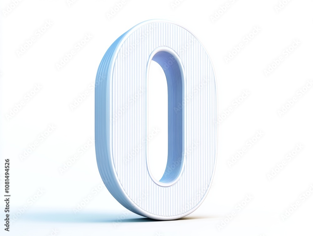 A 3D rendering of the number zero with a striped texture and soft lighting. A 3D rendering of the number zero with a striped texture and soft lighting.