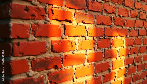 A red brick wall with texture and color variations, great for casual lifestyle, urban photo shoots, portraits or street wear shoots  photo