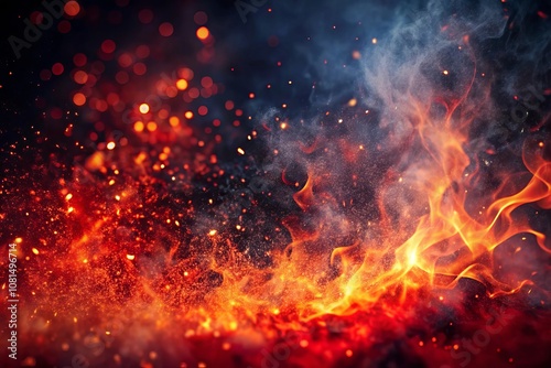 a fiery background with flames and smoke