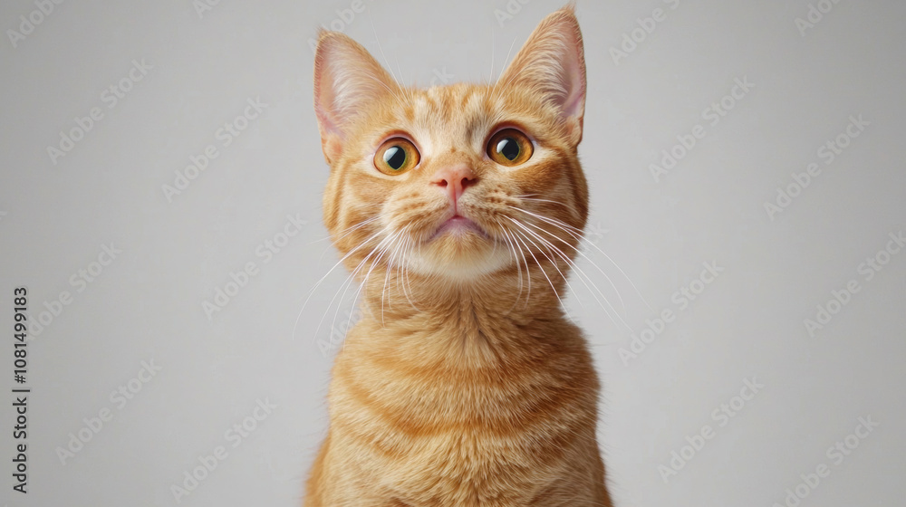 A cute cat on simple background looks at camera white background with copy space. pet fashion portrait minimalism adorable wallpaper A cute cat on simple background looks at camera white background with copy space. pet fashion portrait minimalism adorable wallpaper