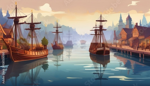 Wallpaper Mural ship at sunset Torontodigital.ca