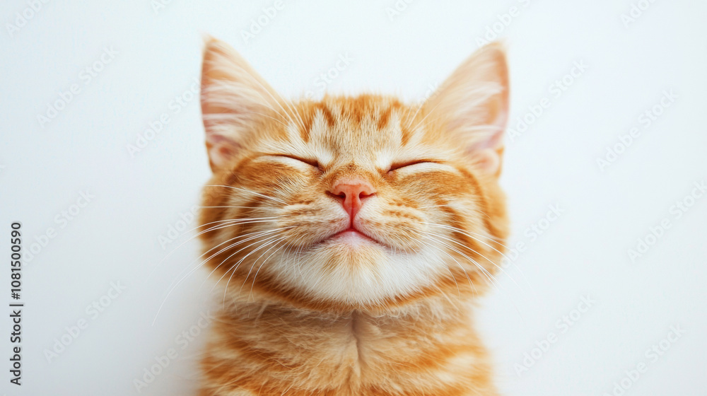 A cute cat on simple white background looks at camera background with copy space. pet fashion portrait minimalism adorable wallpaper A cute cat on simple white background looks at camera background with copy space. pet fashion portrait minimalism adorable wallpaper
