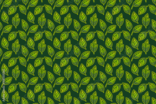 Hand Drawn Leaves Seamless Pattern