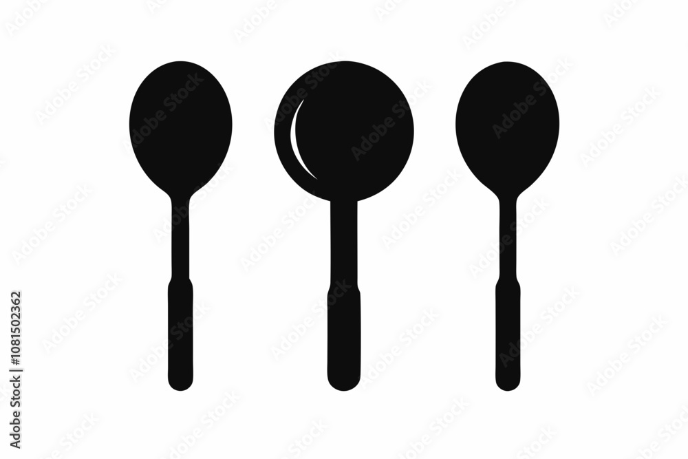 spoon vector icon, fork spoon black icon, set of kitchen utensils silhouette vector spoon vector icon, fork spoon black icon, set of kitchen utensils silhouette vector