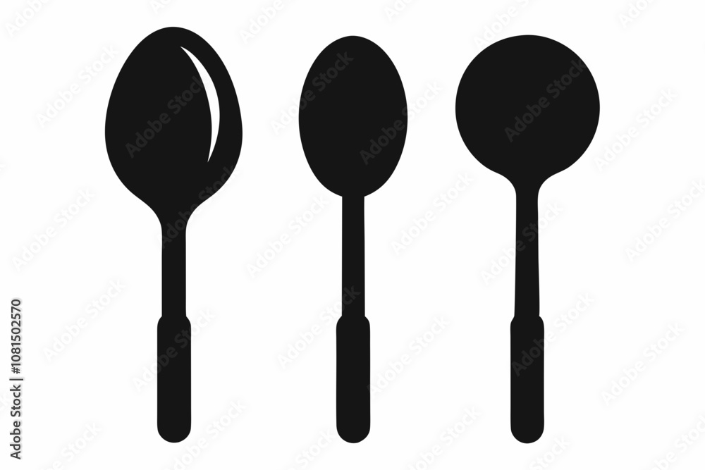 spoon vector icon, fork spoon black icon, set of kitchen utensils silhouette vector spoon vector icon, fork spoon black icon, set of kitchen utensils silhouette vector
