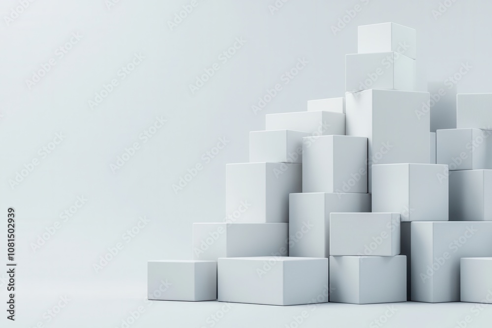 Stacked White Boxes on Minimalist Background for Shipping, Moving, and Storage Concepts in a Modern and Clean Environment Stacked White Boxes on Minimalist Background for Shipping, Moving, and Storage Concepts in a Modern and Clean Environment