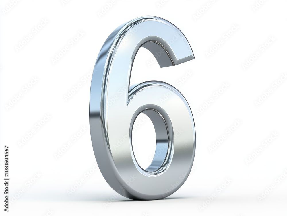 A shiny, three-dimensional number 6 displayed against a plain background. A shiny, three-dimensional number 6 displayed against a plain background.