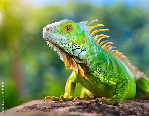 green iguana on a tree