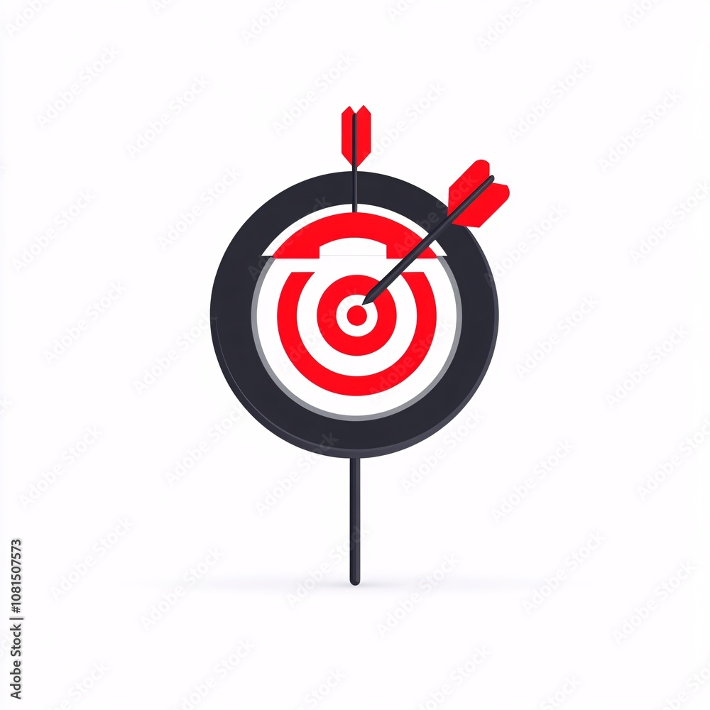 2408_061.A simple vector icon illustration depicting of index fund prospectus forming  dartboard, representing  passive investing, at center for a website isolated white background