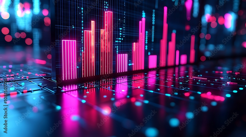 Futuristic Neon  Financial Chart Background