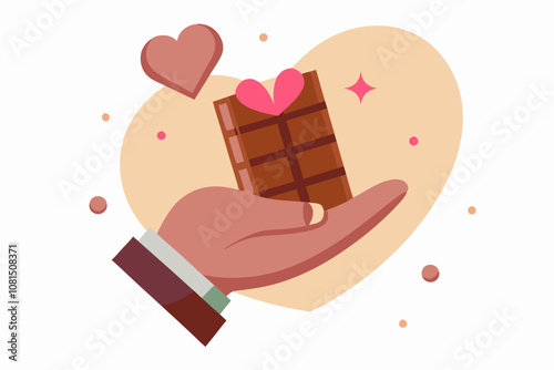 Hand hold chocolate for your give for your partner and design