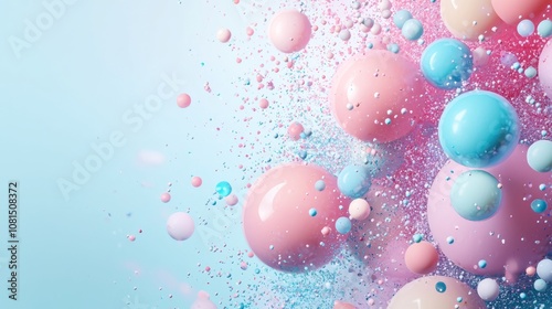 Colorful abstract bubbles on a light blue background