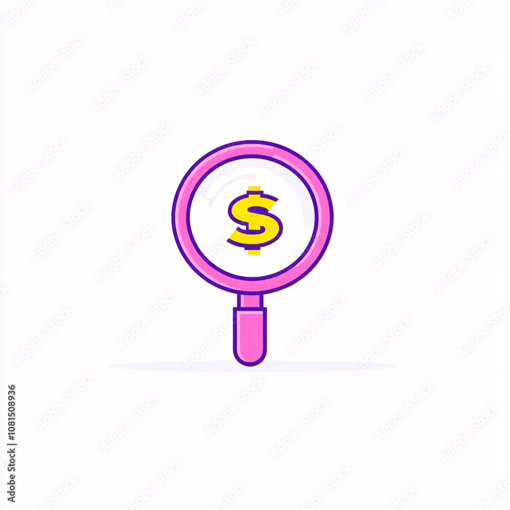 2408_033.A simple vector icon illustration depicting of ancient coin forming magnifying glass, representing numismatic value, at center for a website isolated white background 2408_033.A simple vector icon illustration depicting of ancient coin forming magnifying glass, representing numismatic value, at center for a website isolated white background