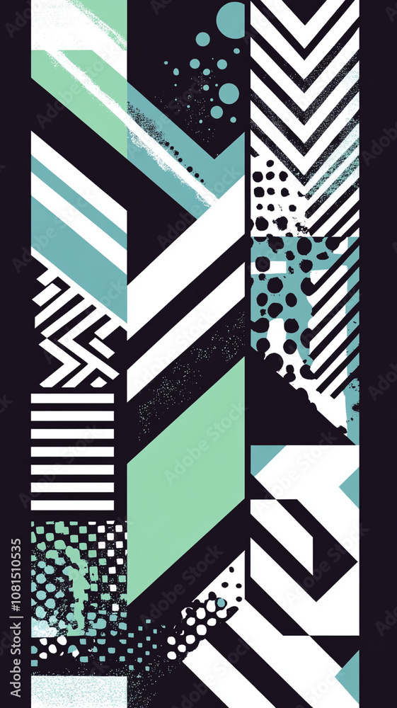 Obraz premium Abstract geometric patterns in green and blue create vibrant visual experience