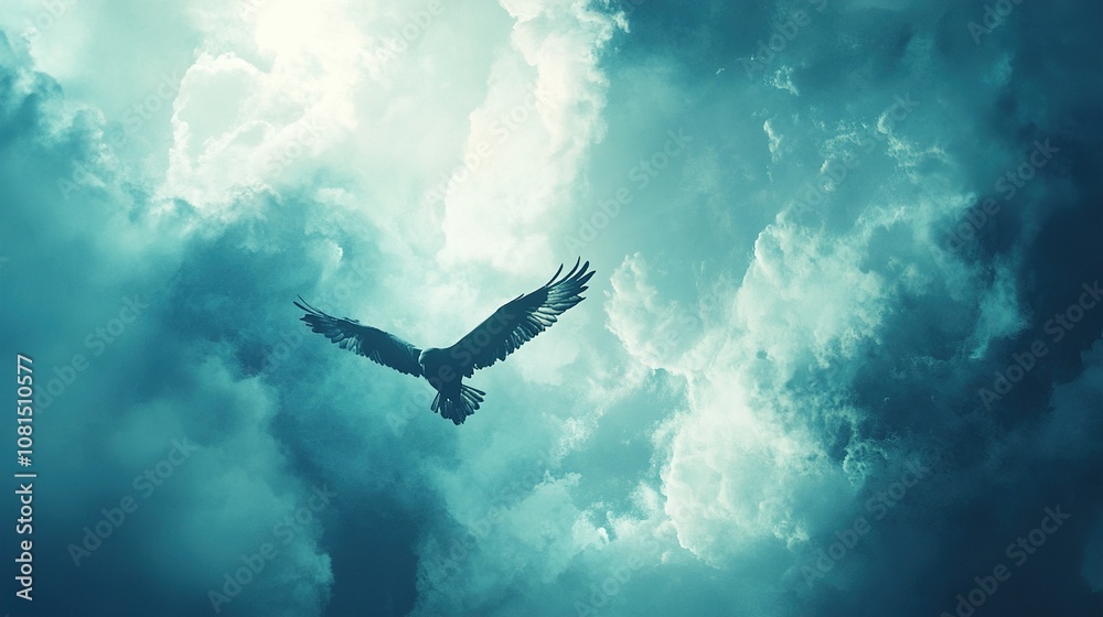 Eagle Soaring Through Dramatic Clouds: A Symbol of Freedom and Power Eagle Soaring Through Dramatic Clouds: A Symbol of Freedom and Power